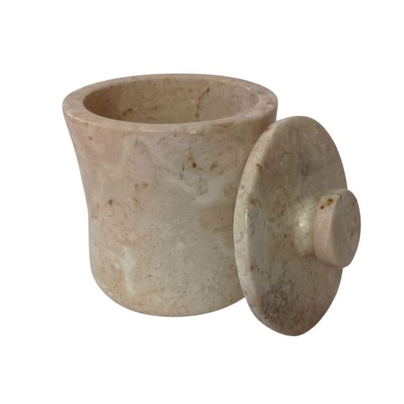 Vintage Travertine Marble Canister Bathroom HEAVY Beige Natural Stone Farmhouse. - Picture 8 of 16